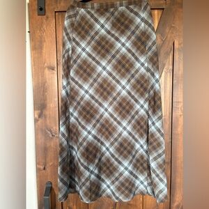 Blu Pepper Brown and Baby Blue Plaid A-Line Skirt